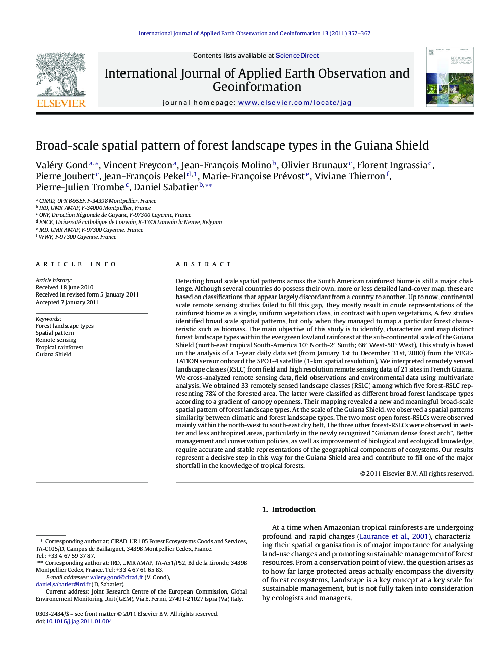Broad-scale spatial pattern of forest landscape types in the Guiana Shield