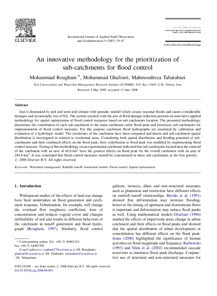 An innovative methodology for the prioritization of sub-catchments for flood control