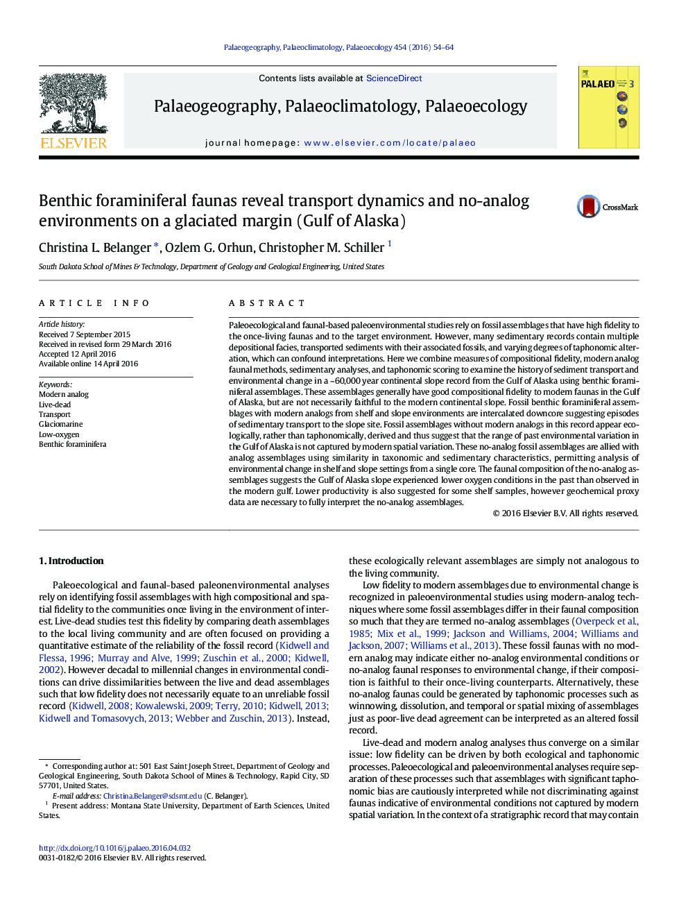 Benthic foraminiferal faunas reveal transport dynamics and no-analog environments on a glaciated margin (Gulf of Alaska)