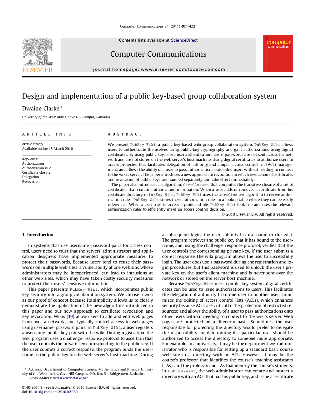 Design and implementation of a public key-based group collaboration system