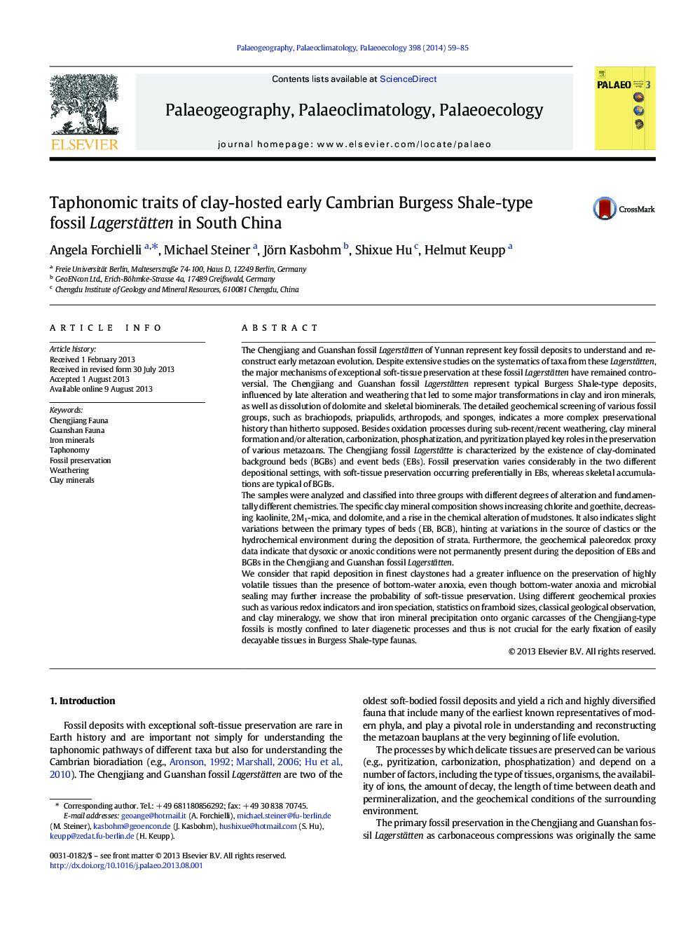 Taphonomic traits of clay-hosted early Cambrian Burgess Shale-type fossil Lagerstätten in South China