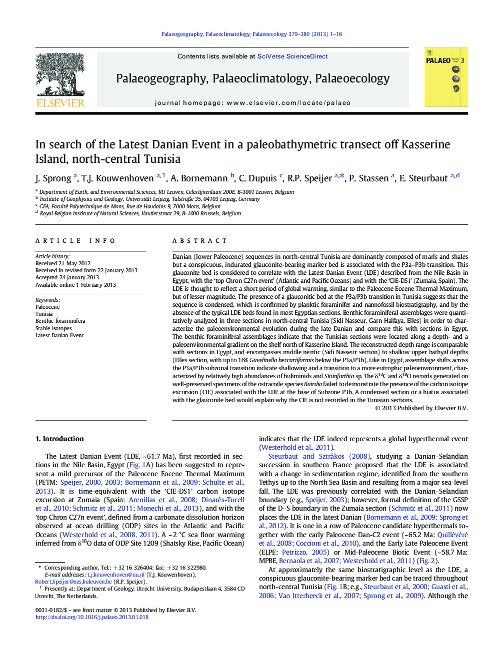 In search of the Latest Danian Event in a paleobathymetric transect off Kasserine Island, north-central Tunisia