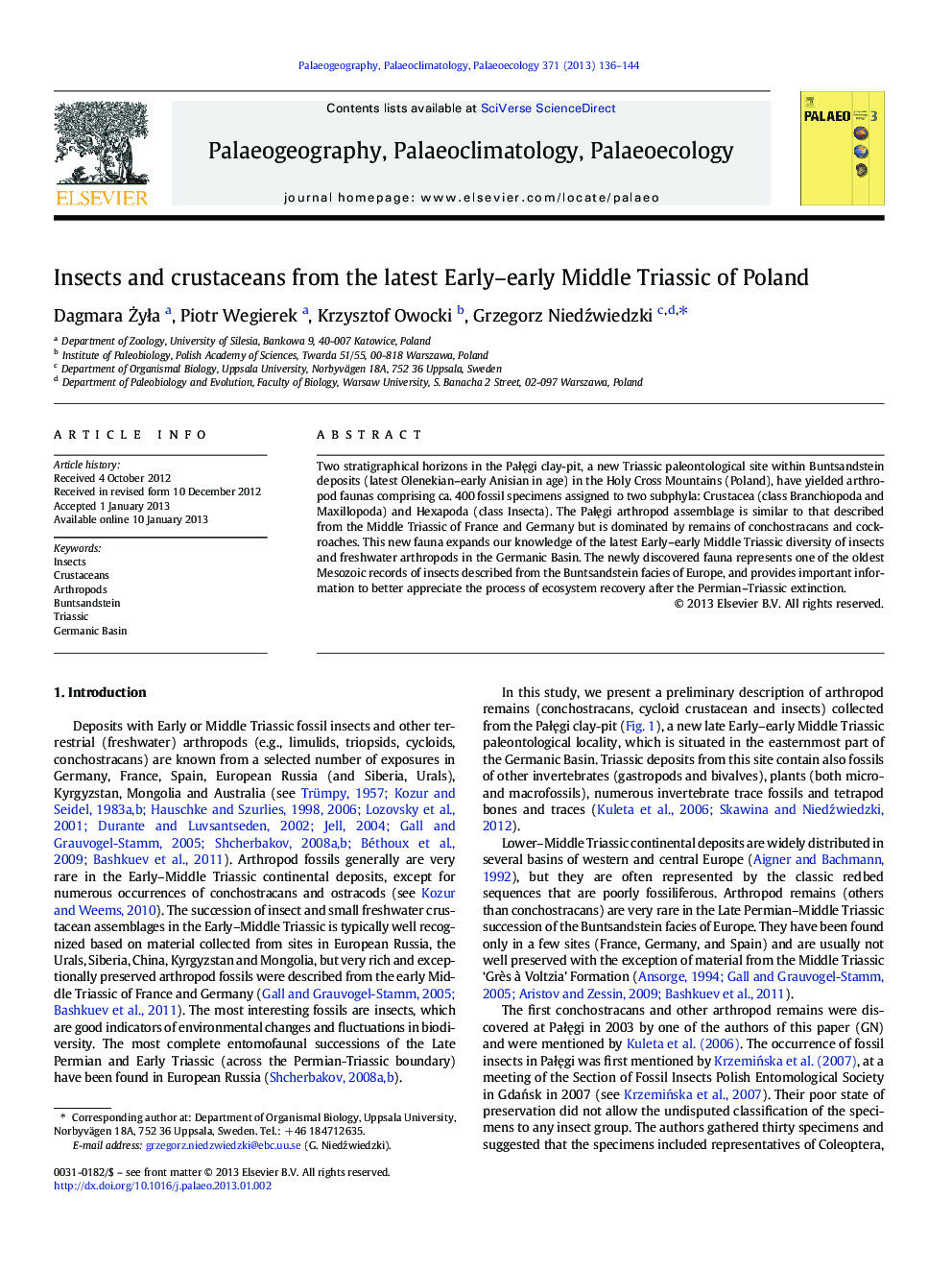 Insects and crustaceans from the latest Early–early Middle Triassic of Poland