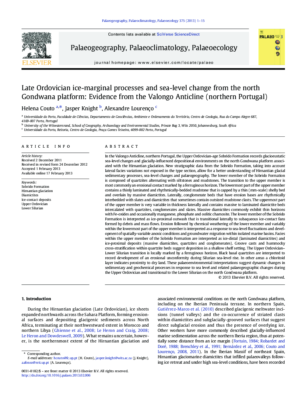 Late Ordovician ice-marginal processes and sea-level change from the north Gondwana platform: Evidence from the Valongo Anticline (northern Portugal)