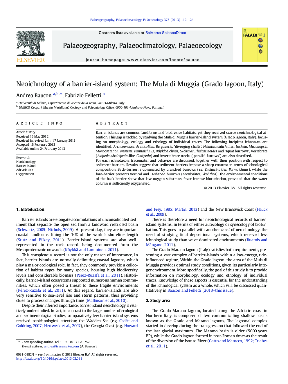 Neoichnology of a barrier-island system: The Mula di Muggia (Grado lagoon, Italy)