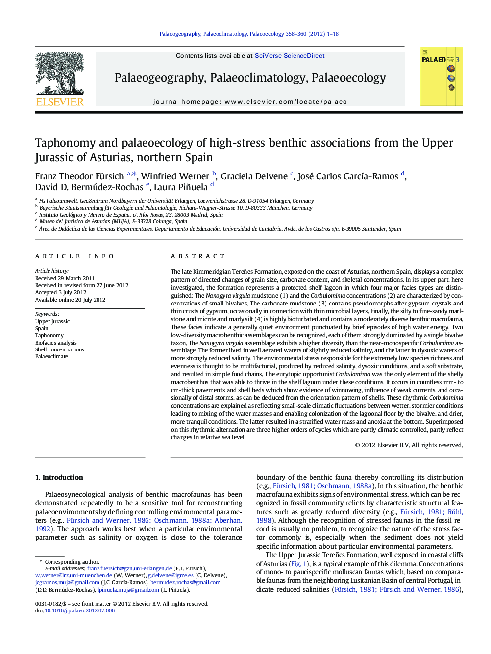 Taphonomy and palaeoecology of high-stress benthic associations from the Upper Jurassic of Asturias, northern Spain