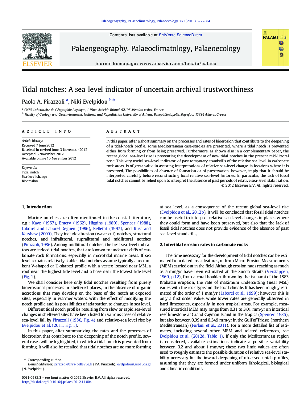 Tidal notches: A sea-level indicator of uncertain archival trustworthiness