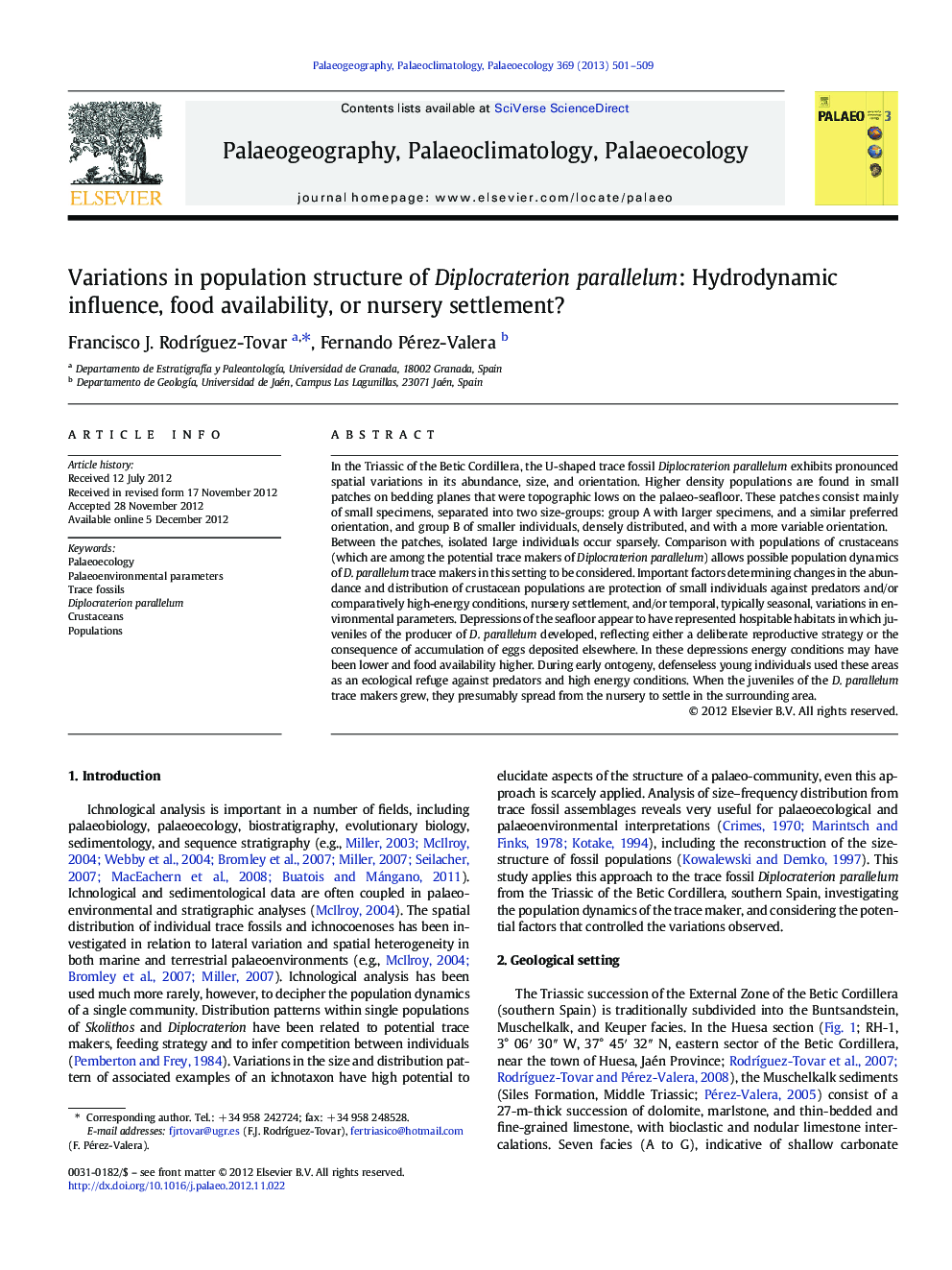 Variations in population structure of Diplocraterion parallelum: Hydrodynamic influence, food availability, or nursery settlement?