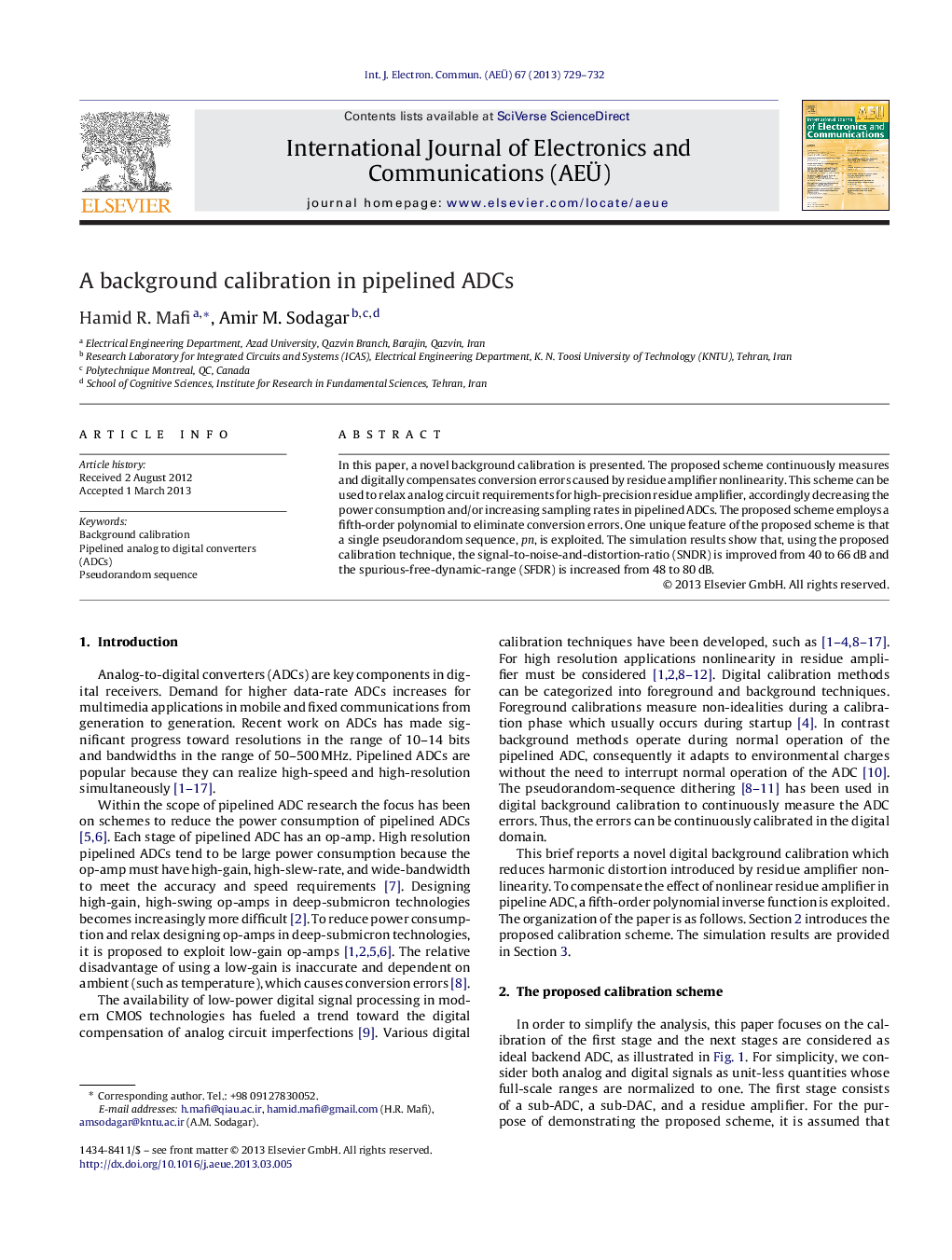 A background calibration in pipelined ADCs