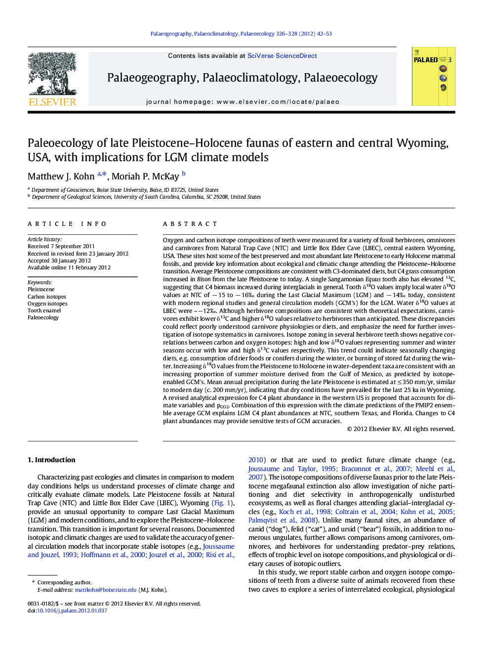 Paleoecology of late Pleistocene–Holocene faunas of eastern and central Wyoming, USA, with implications for LGM climate models