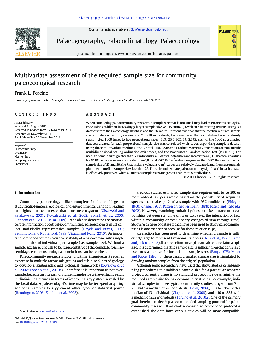 Multivariate assessment of the required sample size for community paleoecological research