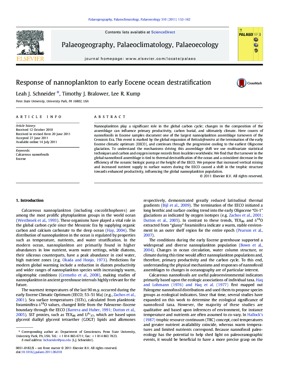 Response of nannoplankton to early Eocene ocean destratification