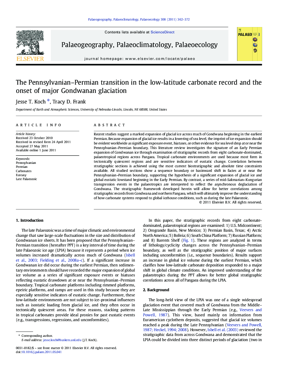 The Pennsylvanian–Permian transition in the low-latitude carbonate record and the onset of major Gondwanan glaciation