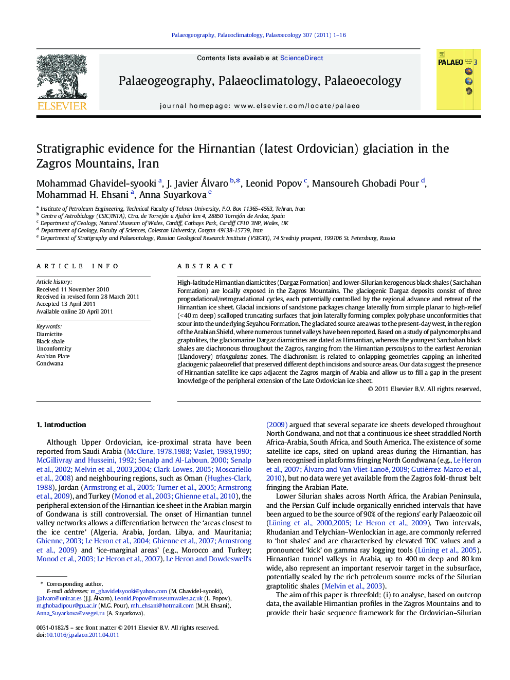 Stratigraphic evidence for the Hirnantian (latest Ordovician) glaciation in the Zagros Mountains, Iran