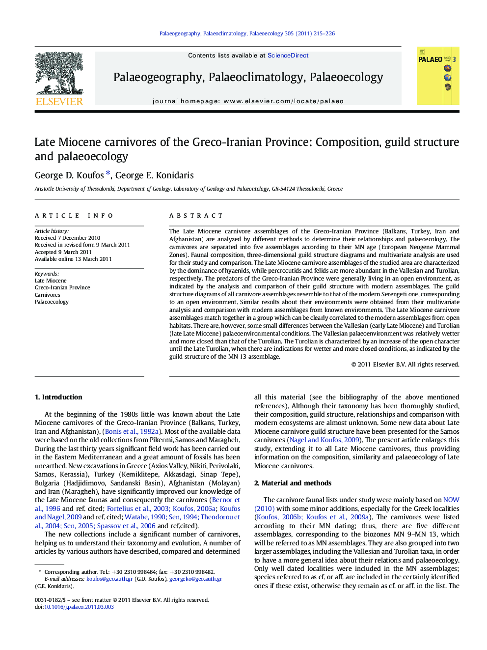 Late Miocene carnivores of the Greco-Iranian Province: Composition, guild structure and palaeoecology