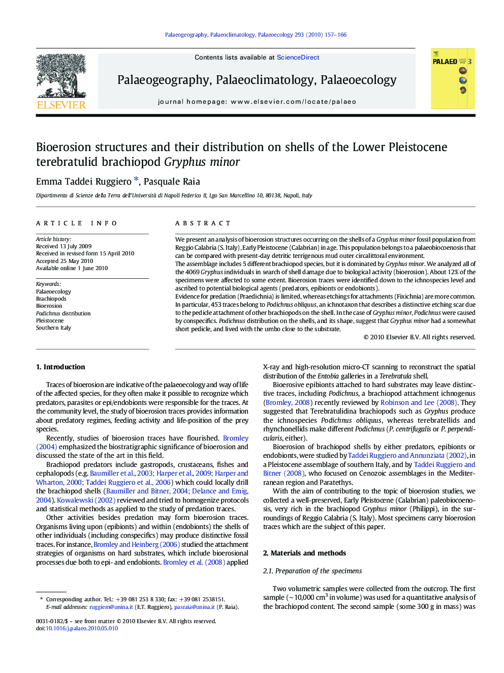 Bioerosion structures and their distribution on shells of the Lower Pleistocene terebratulid brachiopod Gryphus minor