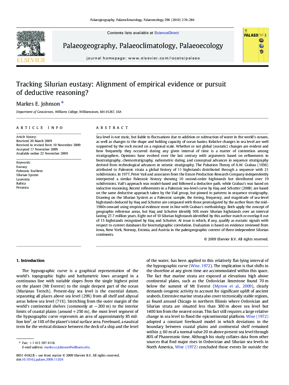 Tracking Silurian eustasy: Alignment of empirical evidence or pursuit of deductive reasoning?