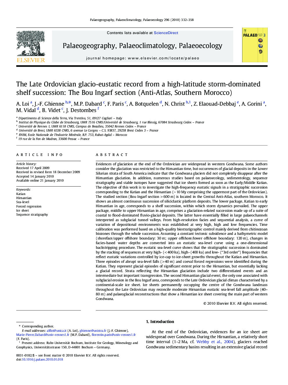 The Late Ordovician glacio-eustatic record from a high-latitude storm-dominated shelf succession: The Bou Ingarf section (Anti-Atlas, Southern Morocco)