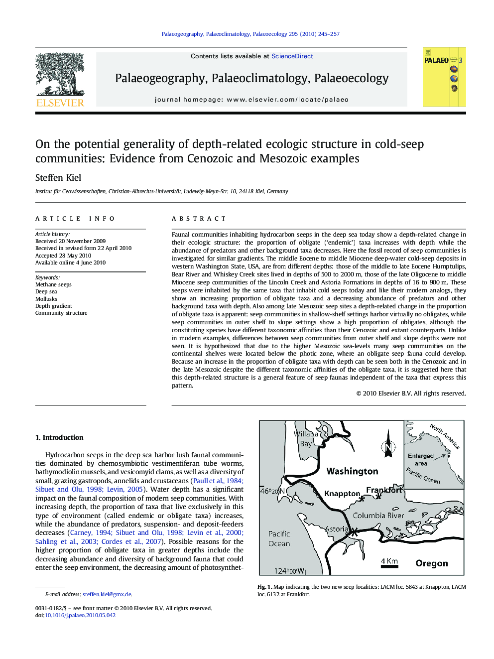 On the potential generality of depth-related ecologic structure in cold-seep communities: Evidence from Cenozoic and Mesozoic examples