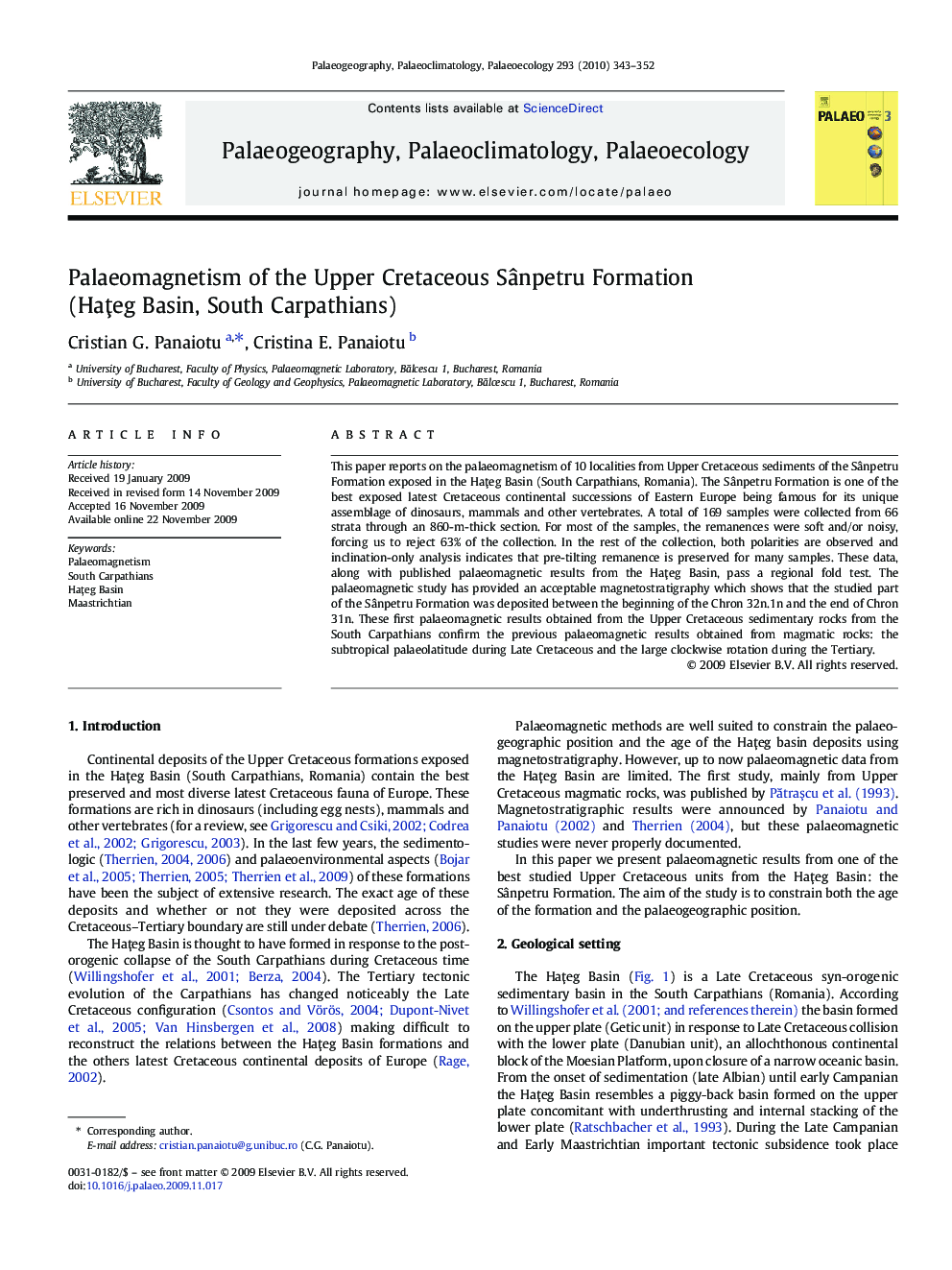 Palaeomagnetism of the Upper Cretaceous Sânpetru Formation (Haţeg Basin, South Carpathians)