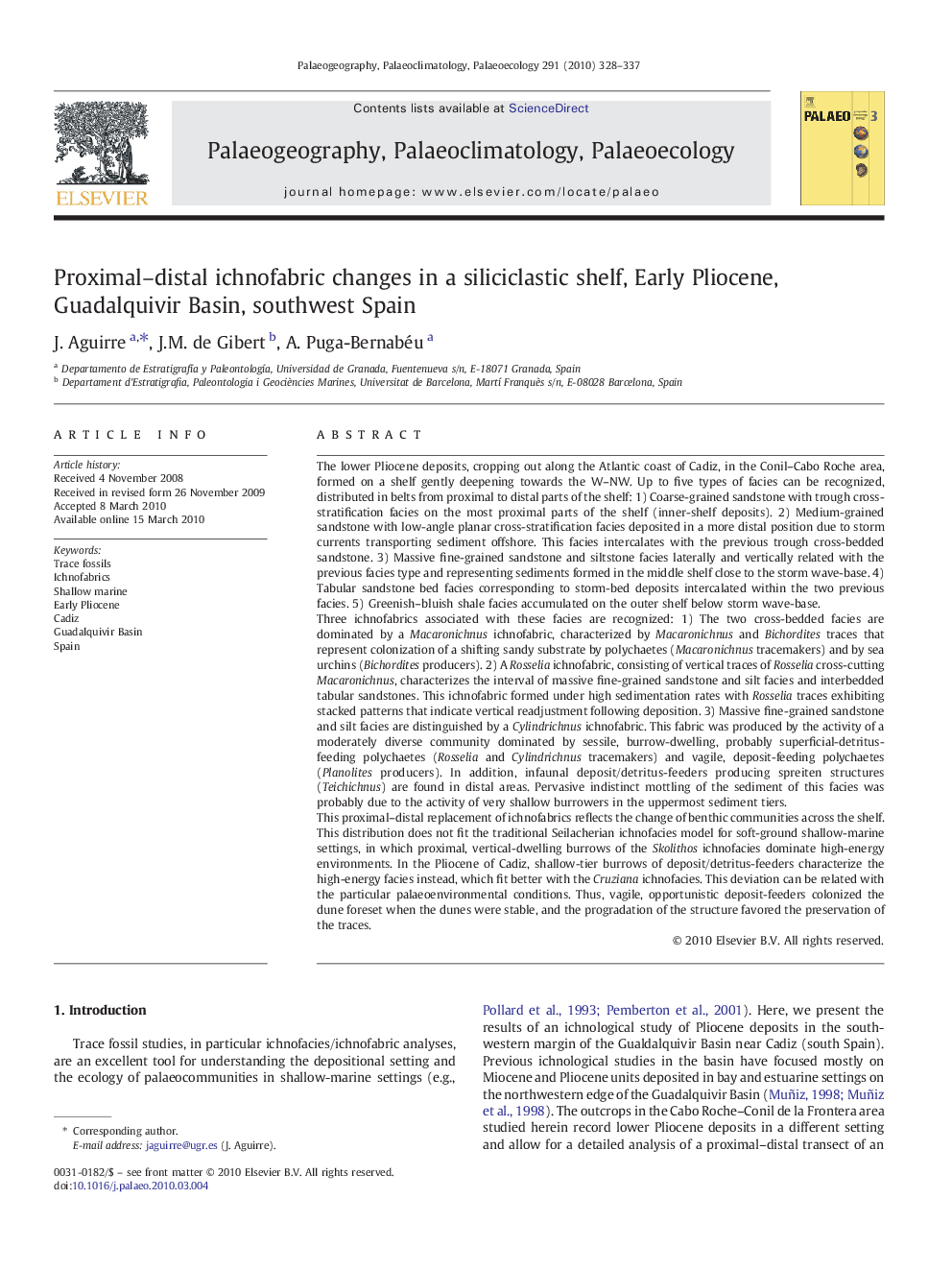 Proximal–distal ichnofabric changes in a siliciclastic shelf, Early Pliocene, Guadalquivir Basin, southwest Spain