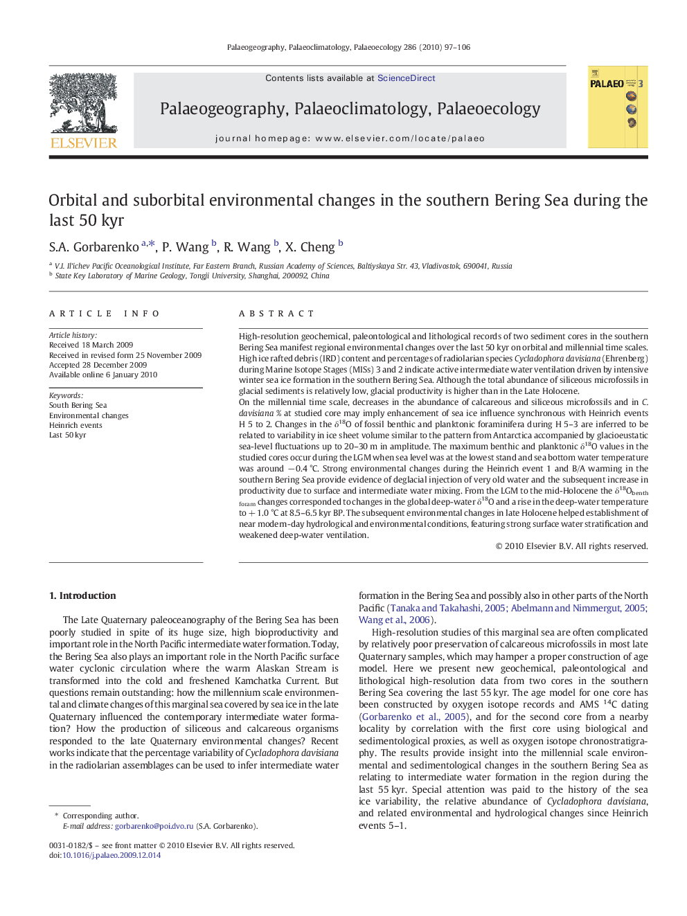 Orbital and suborbital environmental changes in the southern Bering Sea during the last 50 kyr