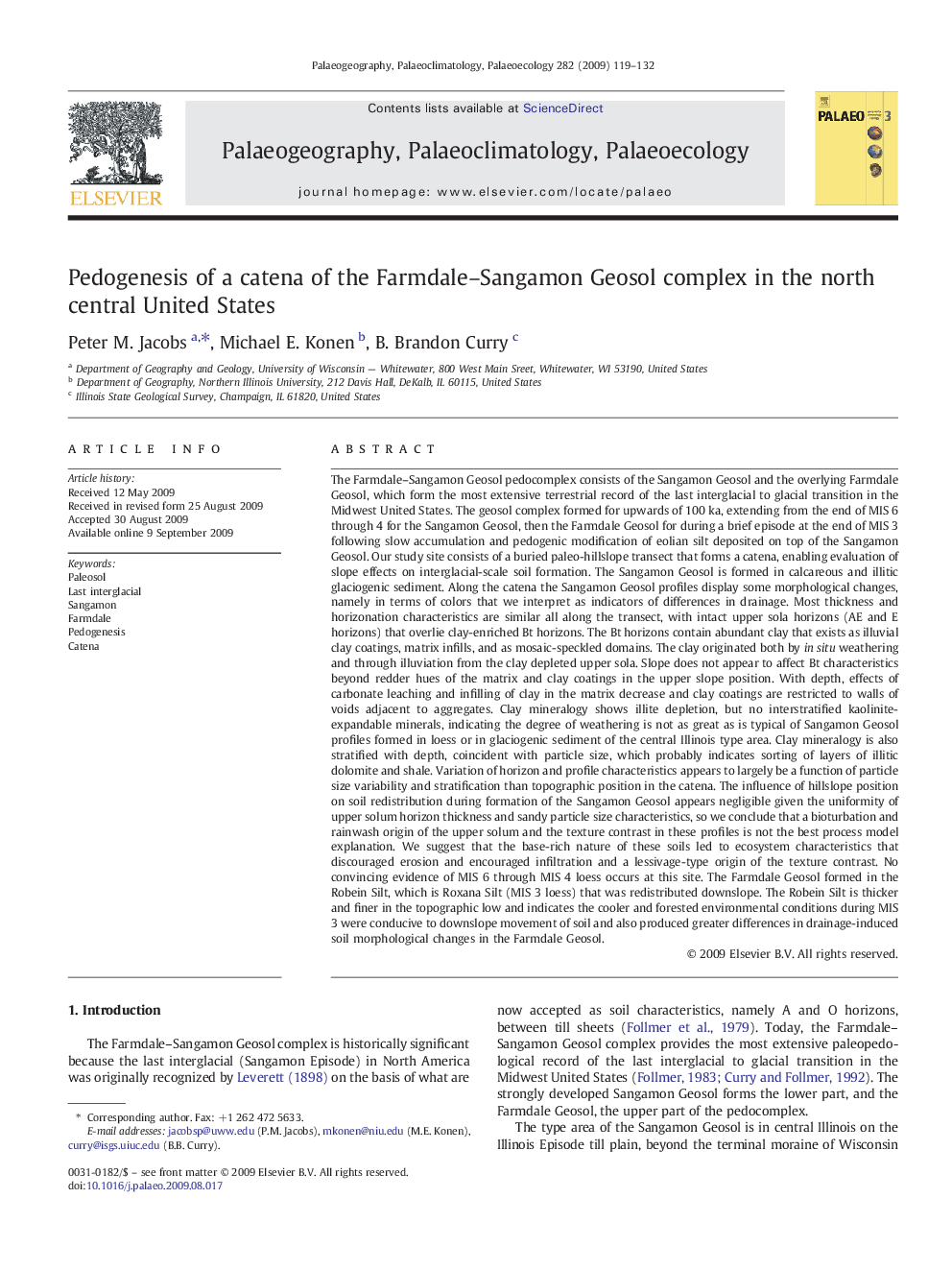 Pedogenesis of a catena of the Farmdale–Sangamon Geosol complex in the north central United States