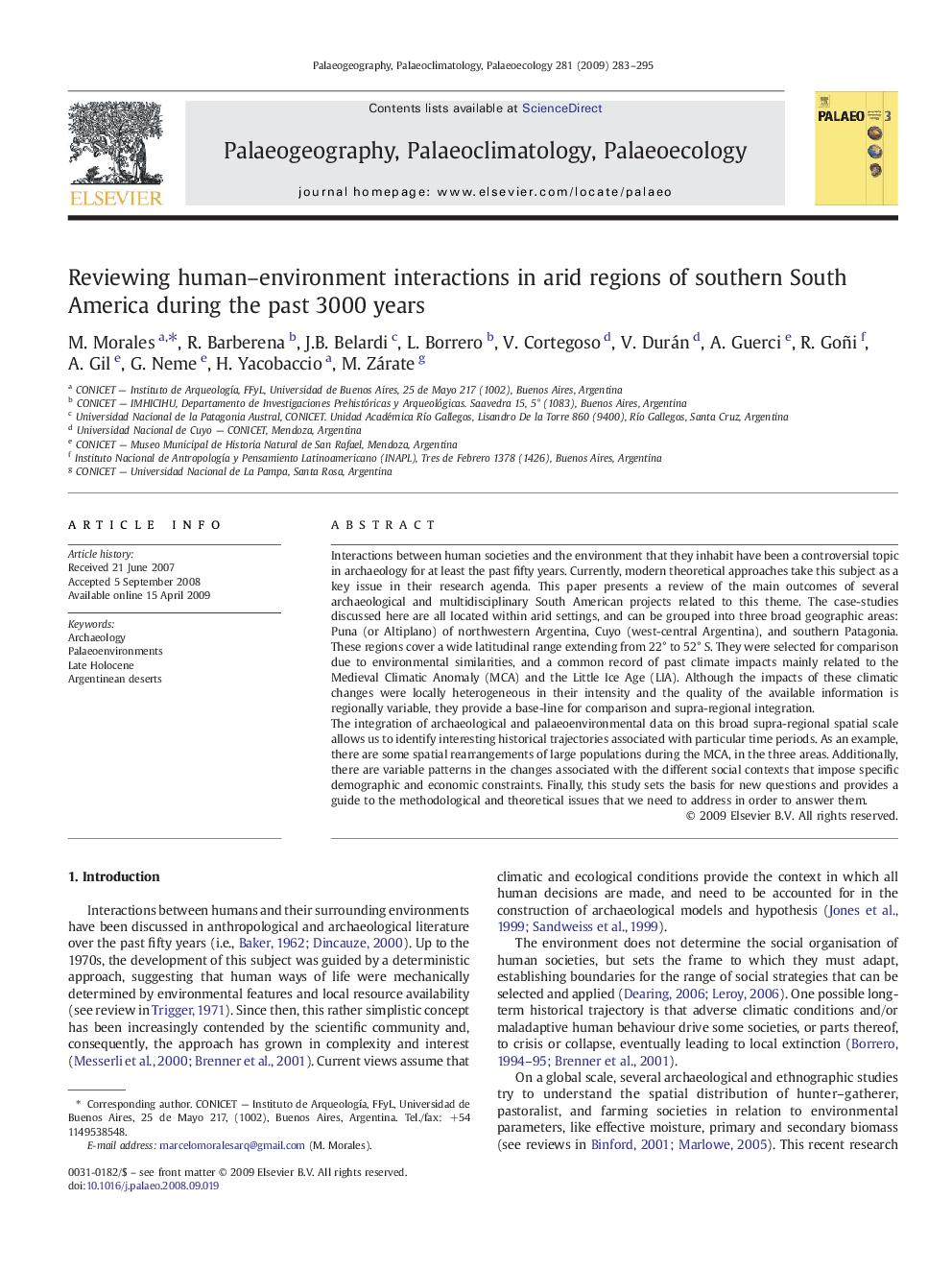 عکس صفحه اول مقاله: Reviewing human–environment interactions in arid regions of southern South America during the past 3000 years Reviewing human–environment interactions in arid regions of southern South America during the past 3000 years