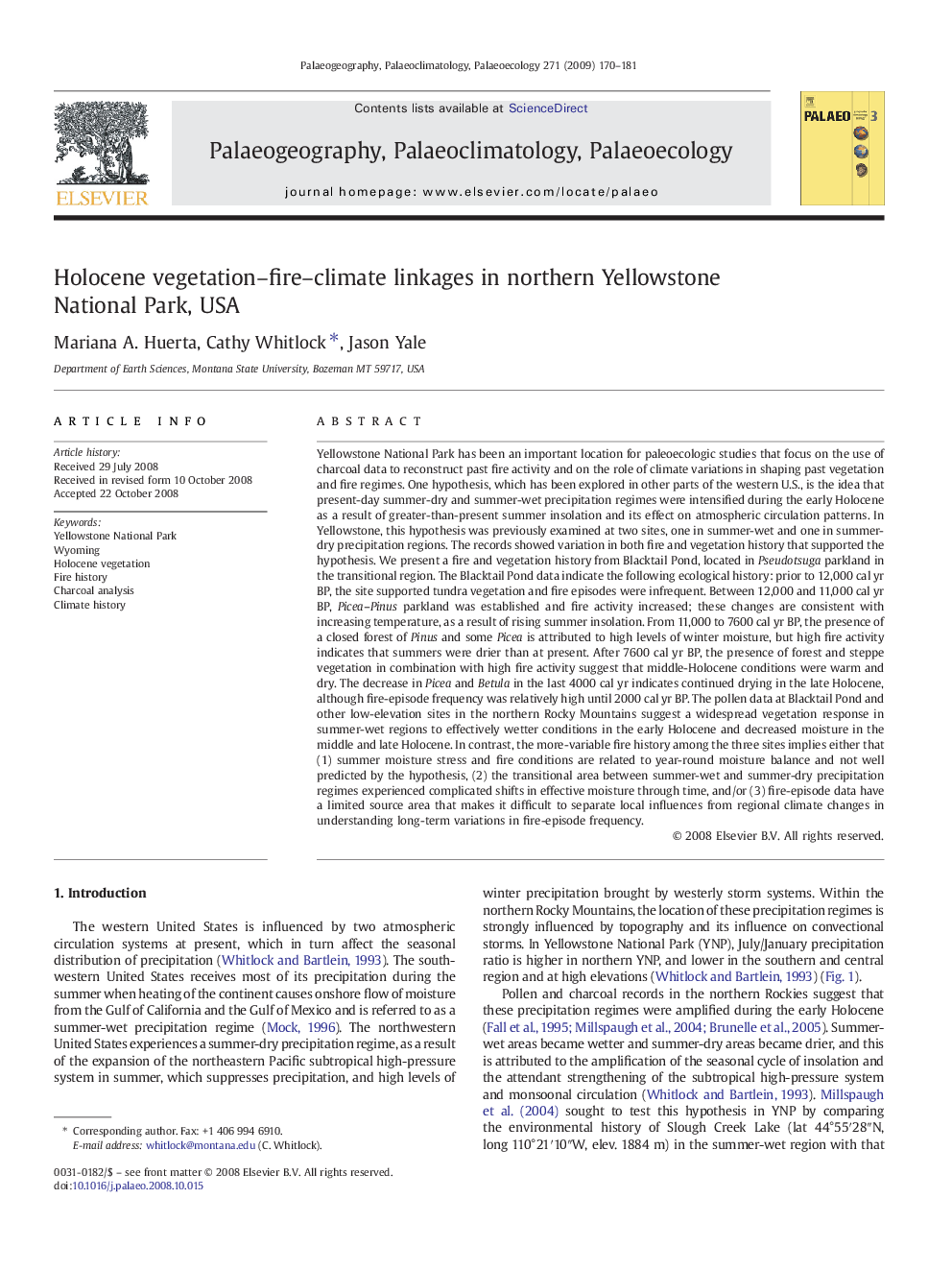 Holocene vegetation–fire–climate linkages in northern Yellowstone National Park, USA