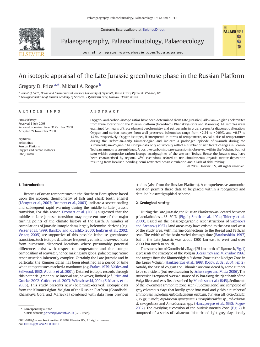 An isotopic appraisal of the Late Jurassic greenhouse phase in the Russian Platform