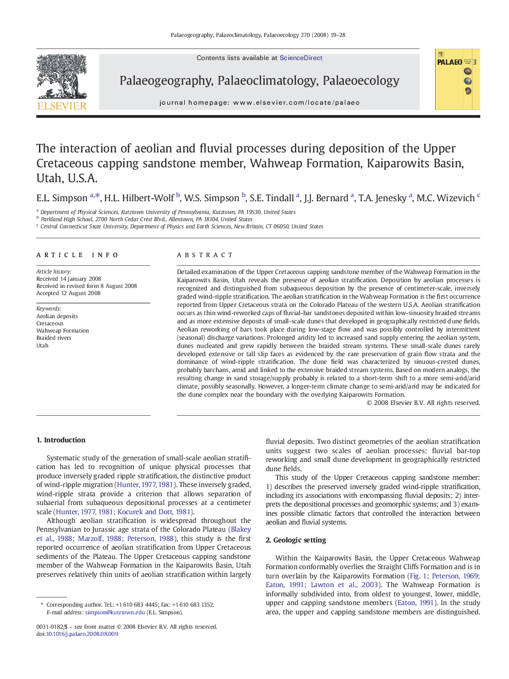 The interaction of aeolian and fluvial processes during deposition of the Upper Cretaceous capping sandstone member, Wahweap Formation, Kaiparowits Basin, Utah, U.S.A.