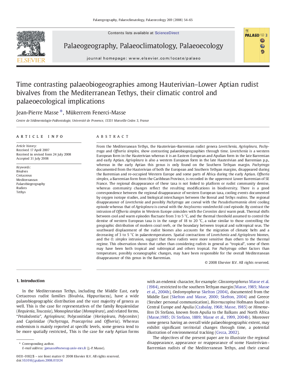 Time contrasting palaeobiogeographies among Hauterivian–Lower Aptian rudist bivalves from the Mediterranean Tethys, their climatic control and palaeoecological implications