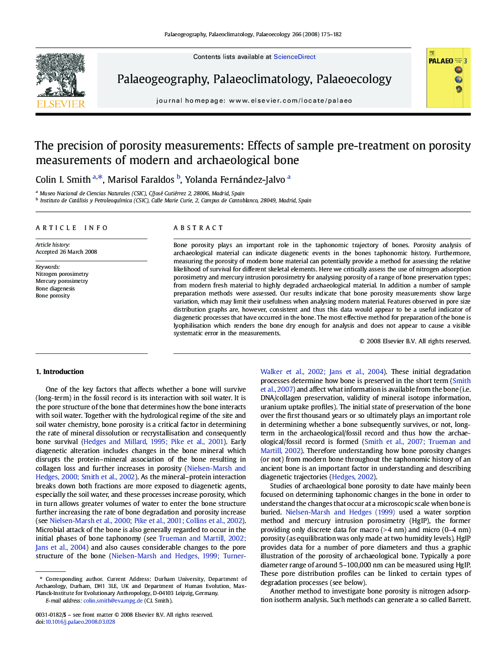 The precision of porosity measurements: Effects of sample pre-treatment on porosity measurements of modern and archaeological bone