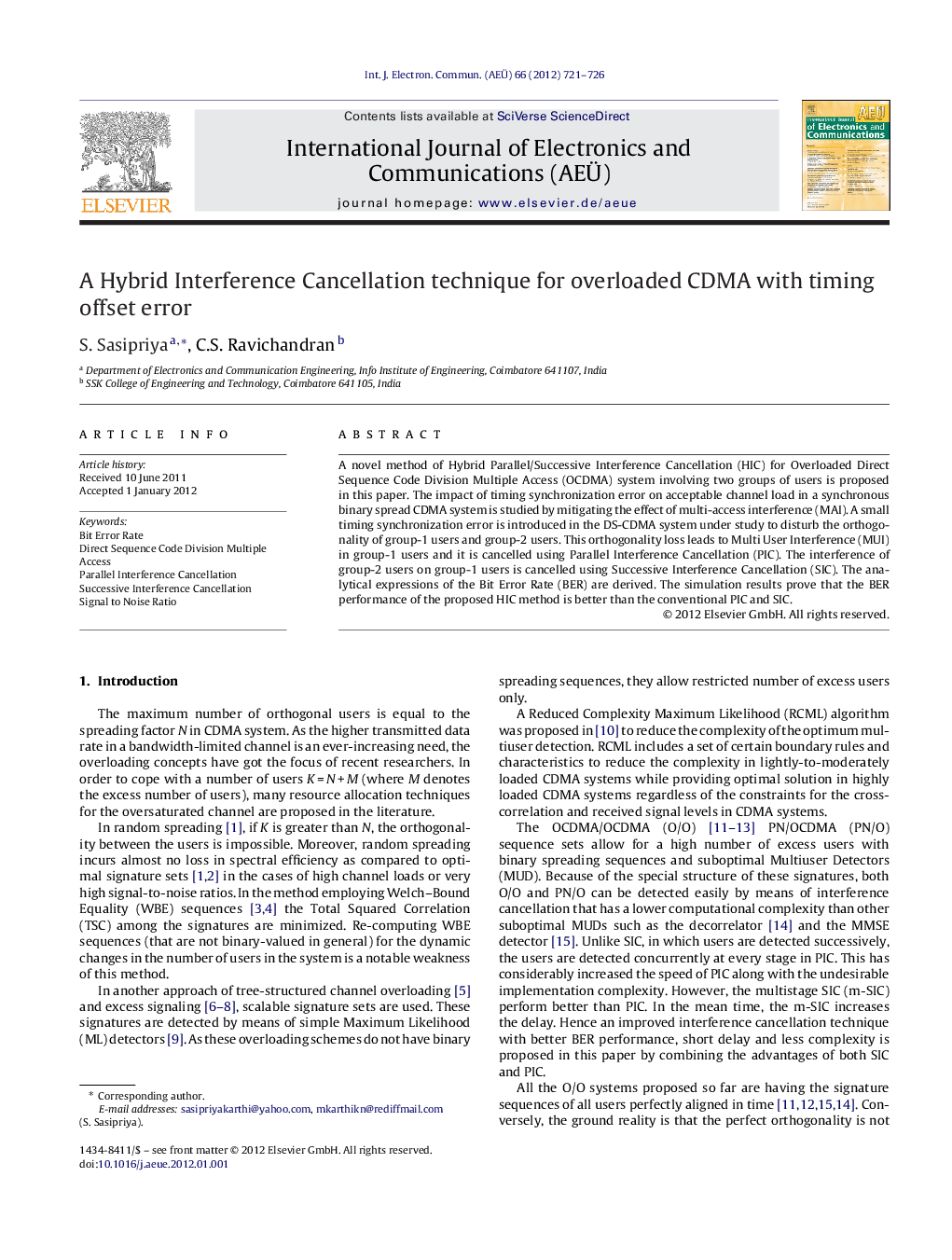 A Hybrid Interference Cancellation technique for overloaded CDMA with timing offset error