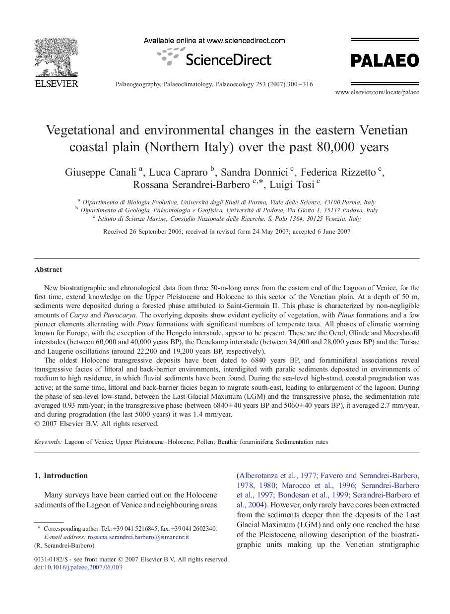 Vegetational and environmental changes in the eastern Venetian coastal plain (Northern Italy) over the past 80,000 years