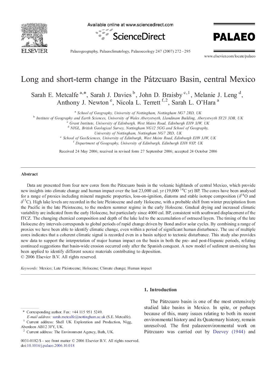 Long and short-term change in the Pátzcuaro Basin, central Mexico