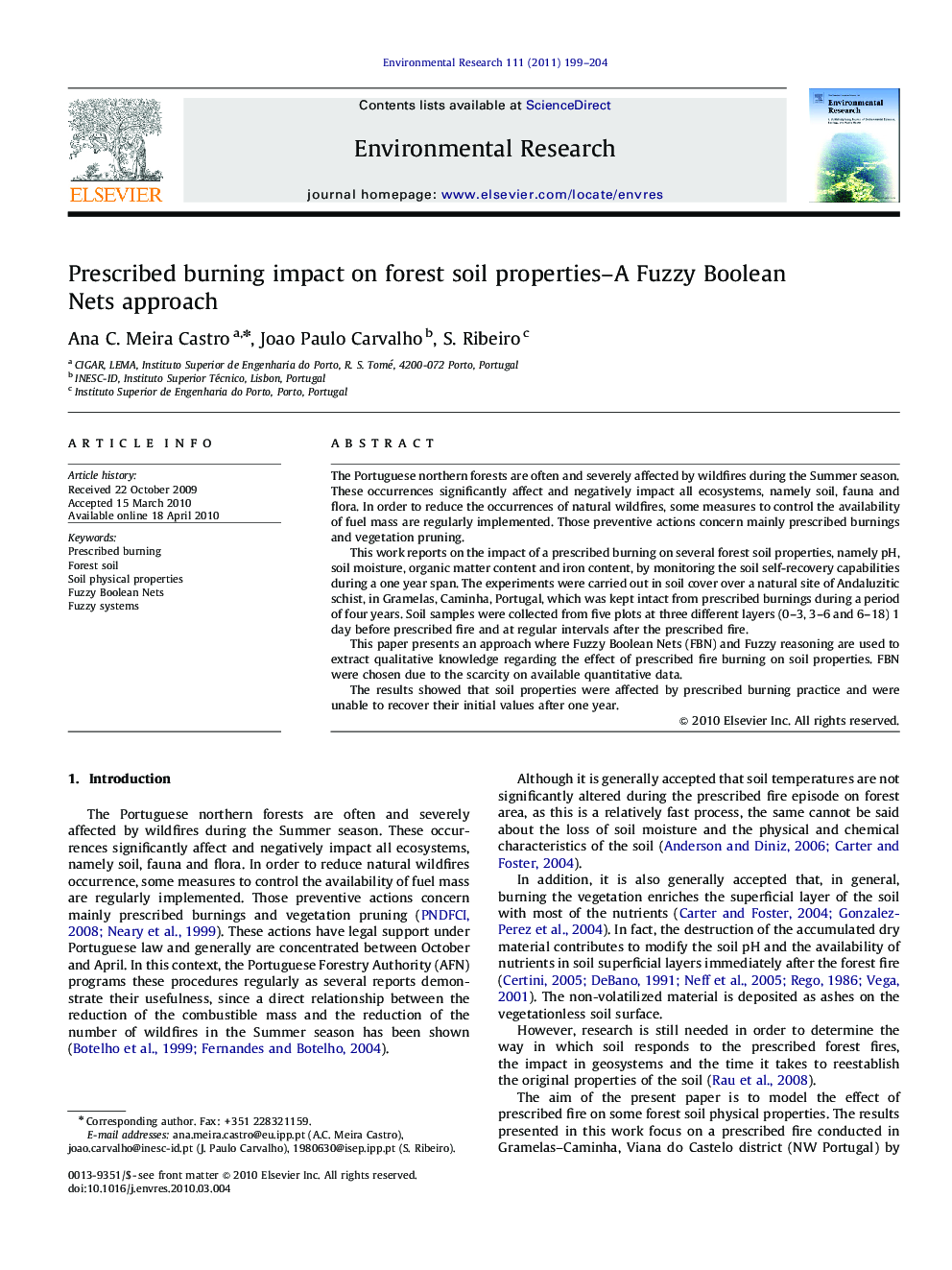 Prescribed burning impact on forest soil properties–A Fuzzy Boolean Nets approach