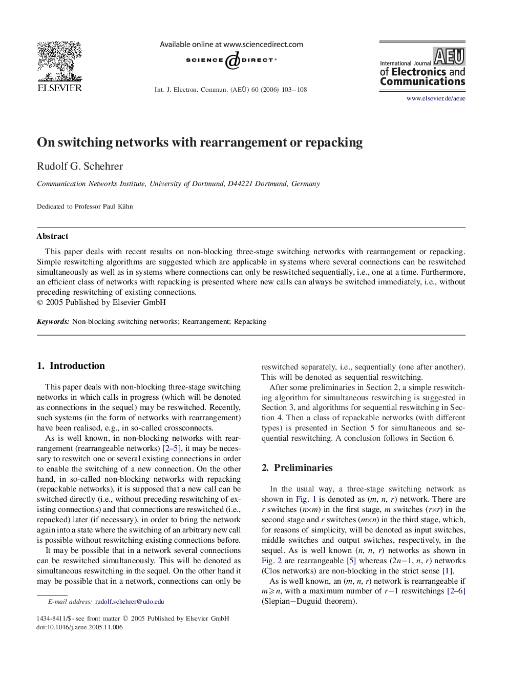 On switching networks with rearrangement or repacking