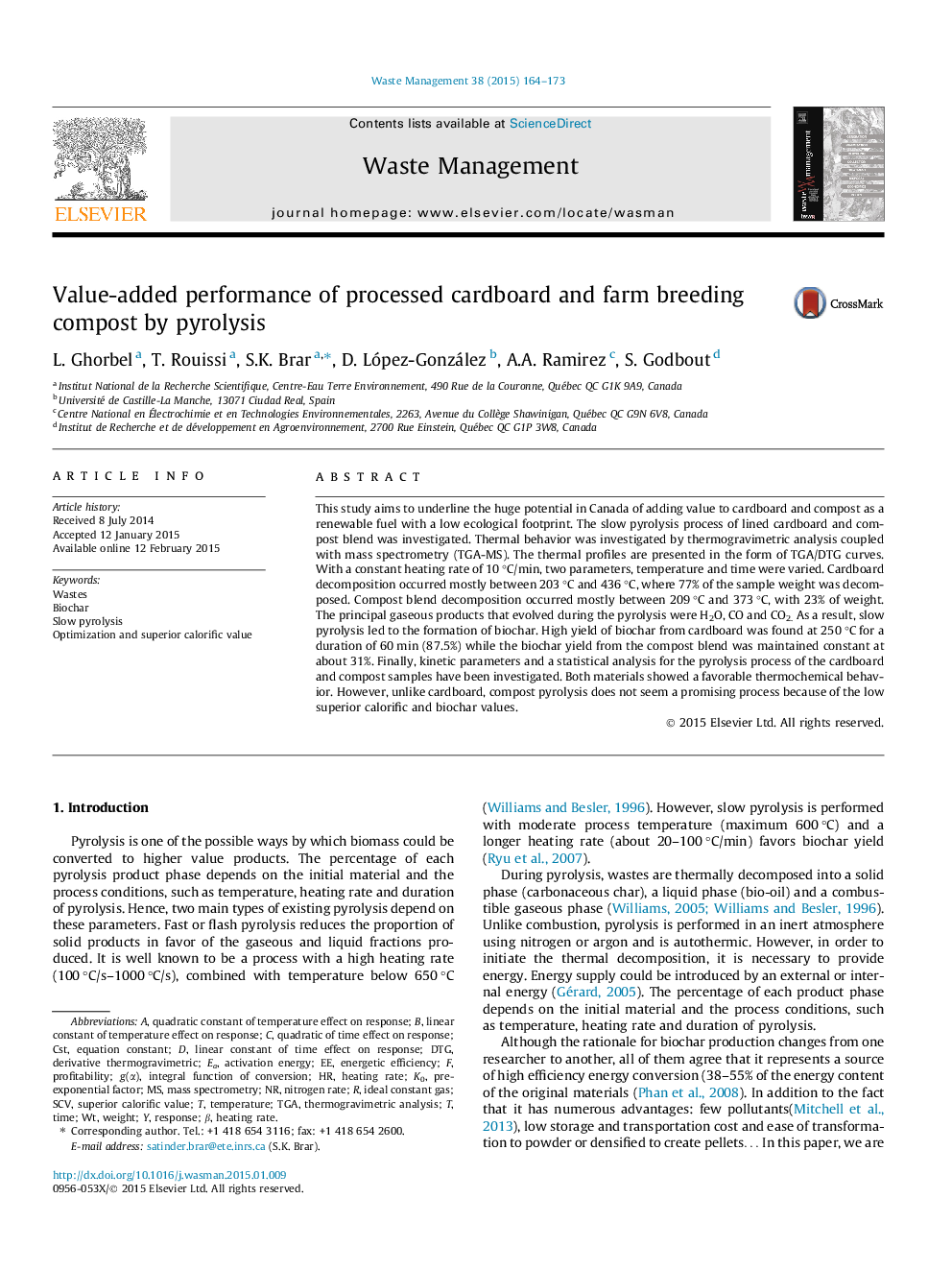 Value-added performance of processed cardboard and farm breeding compost by pyrolysis