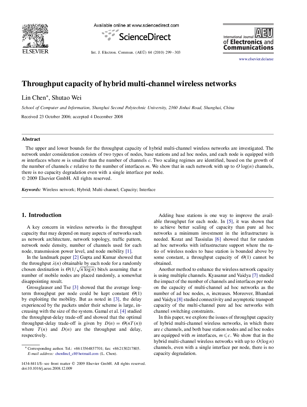 Throughput capacity of hybrid multi-channel wireless networks