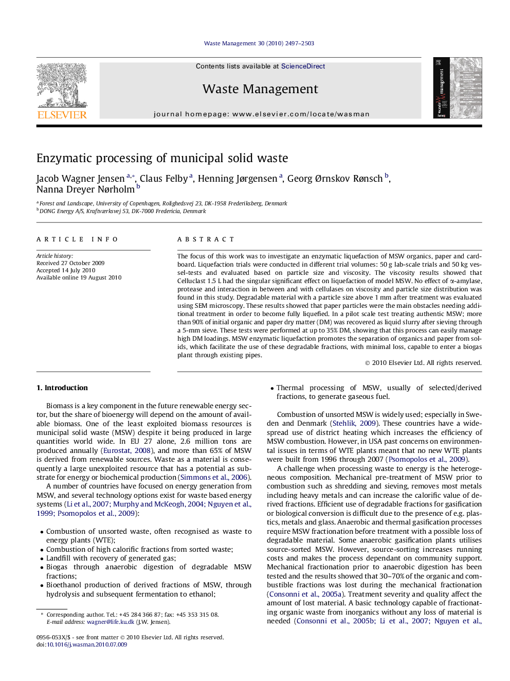 Enzymatic processing of municipal solid waste