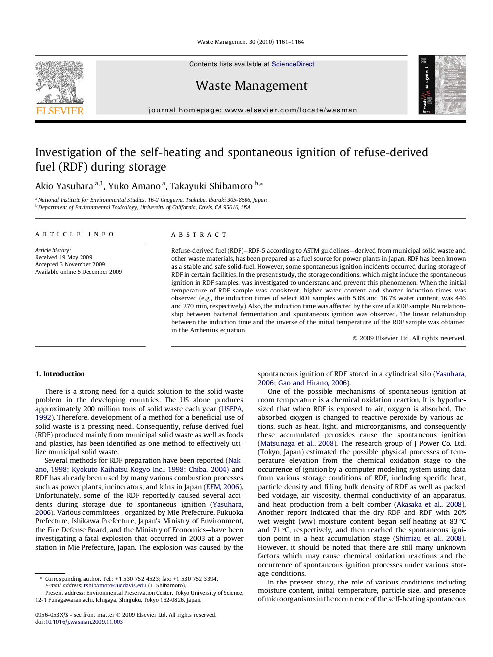 عکس صفحه اول مقاله: Investigation of the self-heating and spontaneous ignition of refuse-derived fuel (RDF) during storage Investigation of the self-heating and spontaneous ignition of refuse-derived fuel (RDF) during storage
