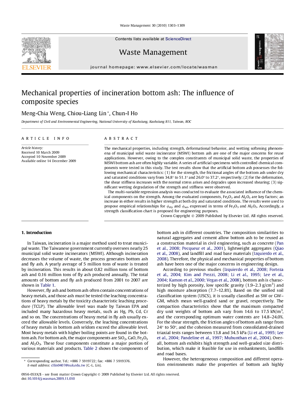 Mechanical properties of incineration bottom ash: The influence of composite species