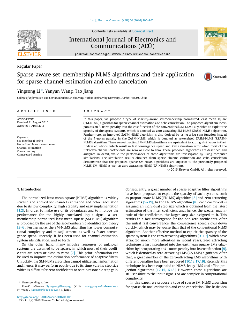 Sparse-aware set-membership NLMS algorithms and their application for sparse channel estimation and echo cancelation