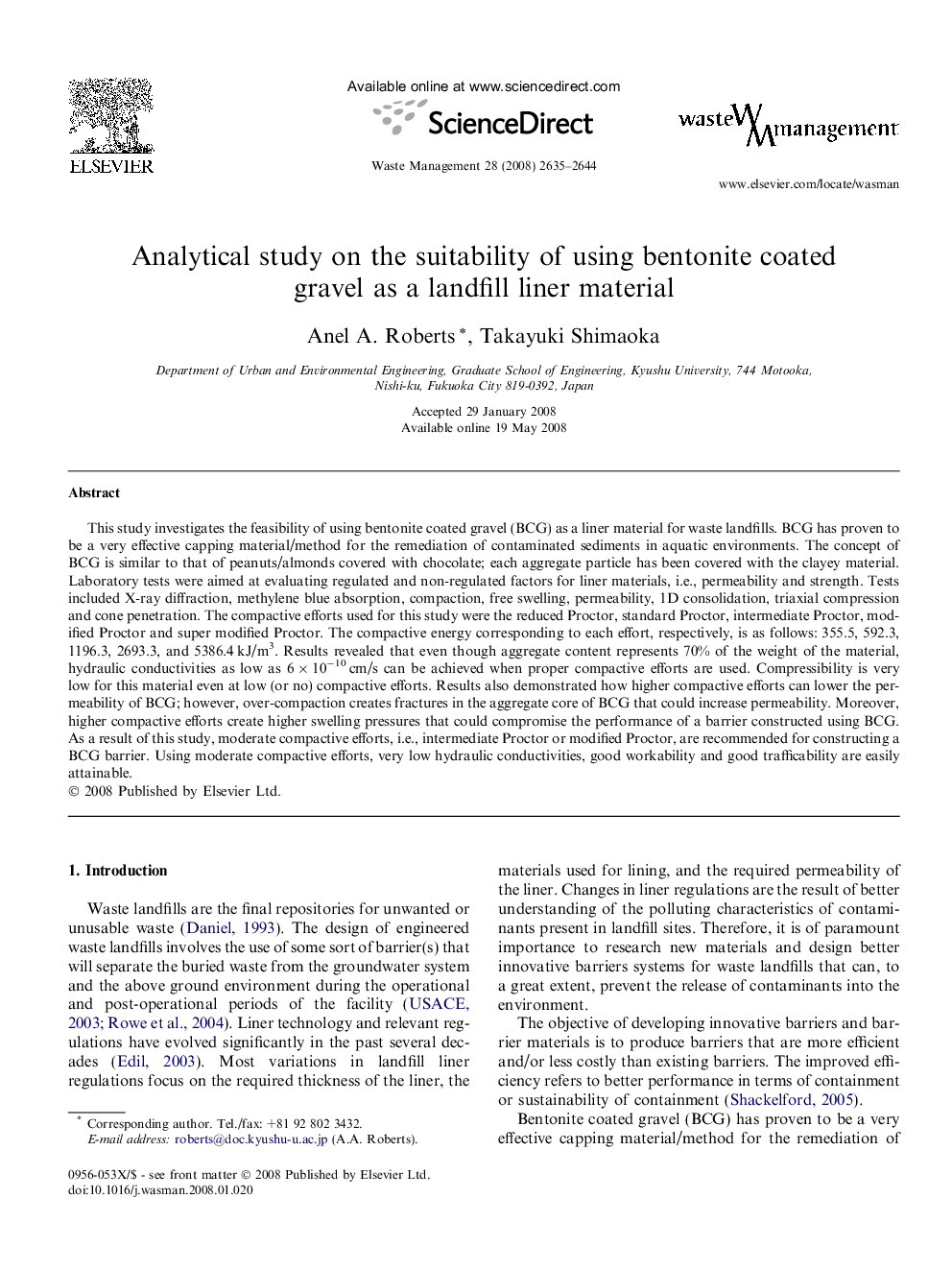 Analytical study on the suitability of using bentonite coated gravel as a landfill liner material