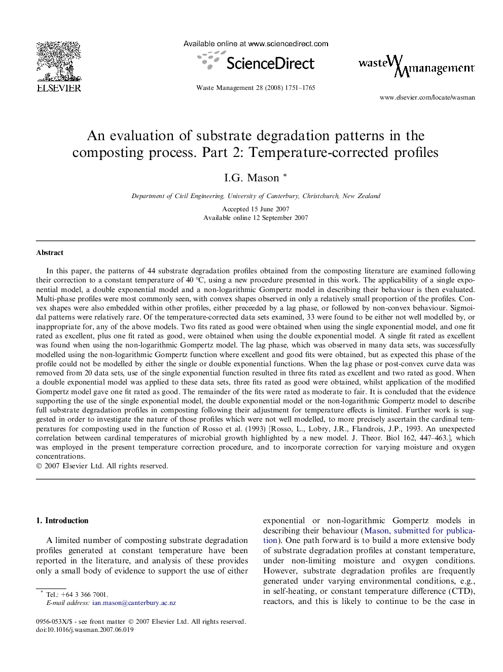 An evaluation of substrate degradation patterns in the composting process. Part 2: Temperature-corrected profiles