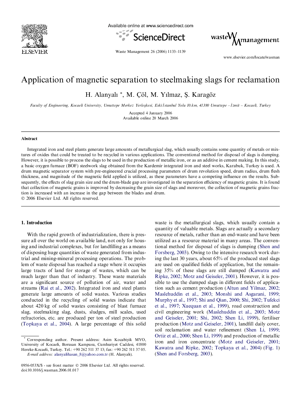 Application of magnetic separation to steelmaking slags for reclamation