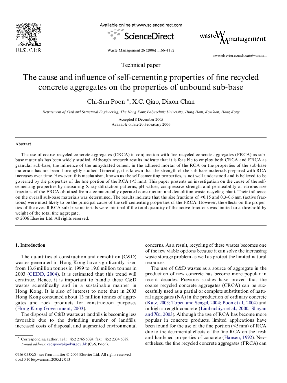 The cause and influence of self-cementing properties of fine recycled concrete aggregates on the properties of unbound sub-base