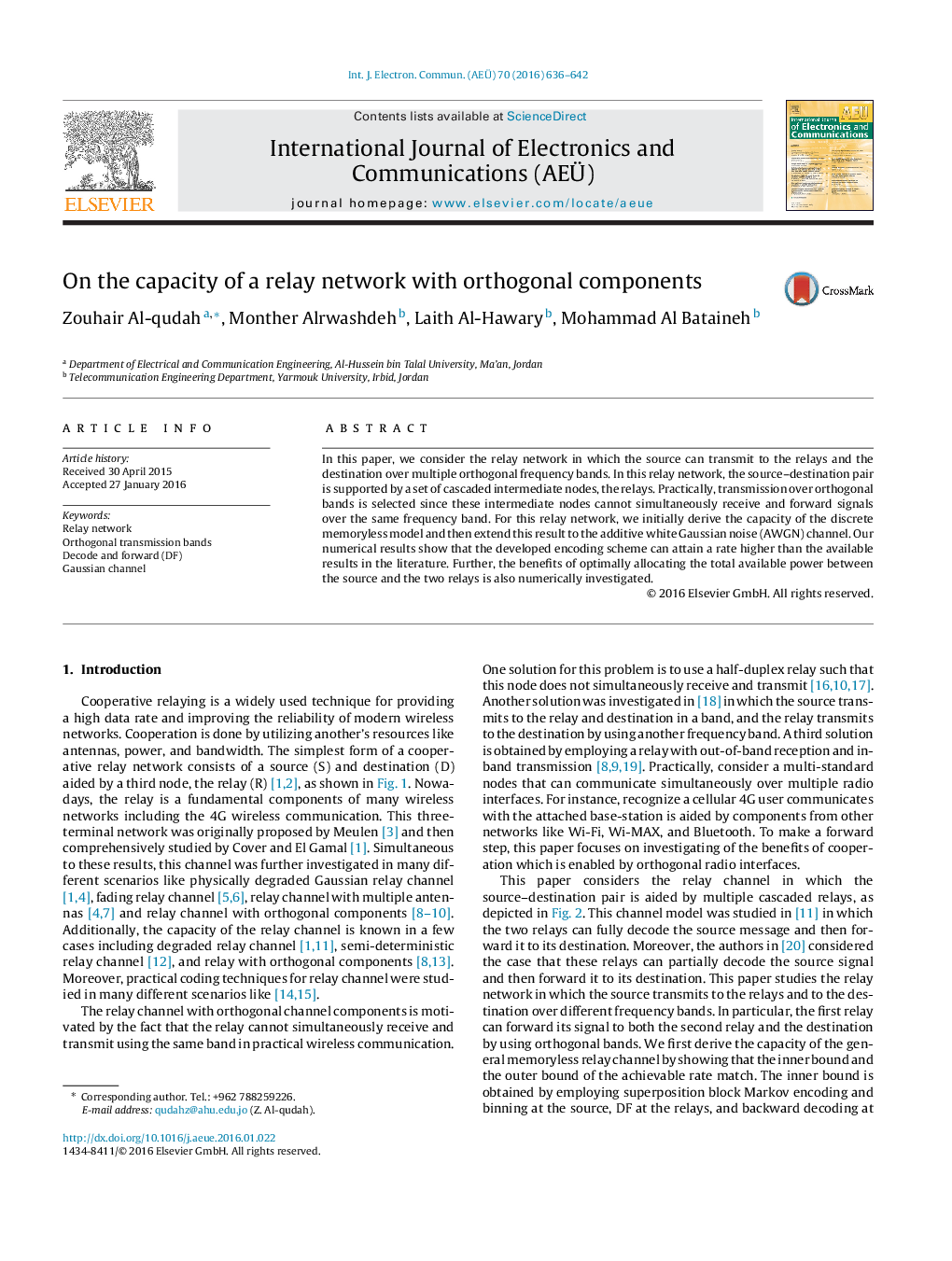 On the capacity of a relay network with orthogonal components