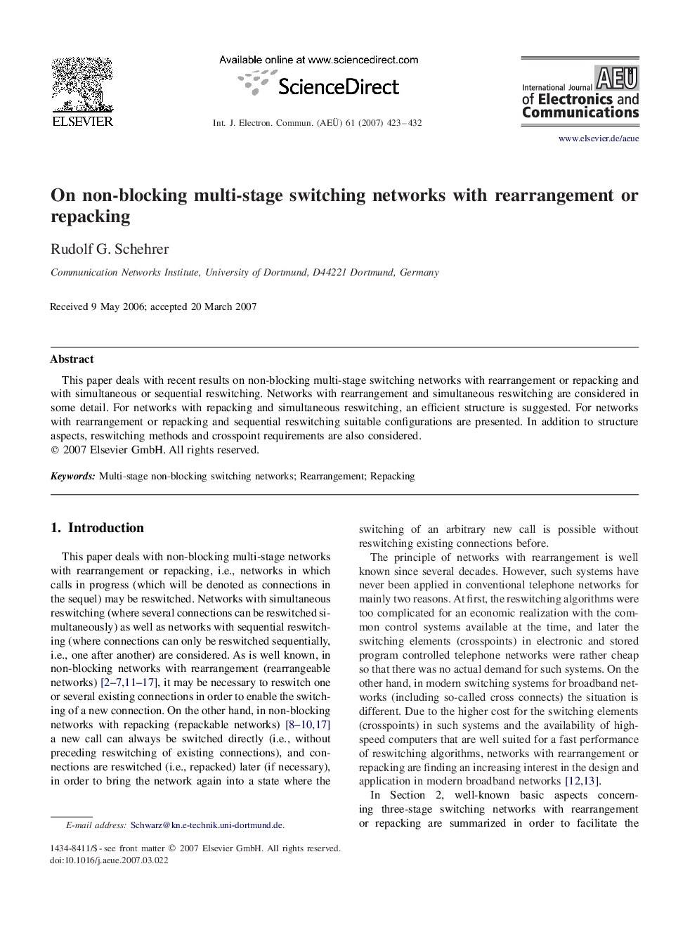 On non-blocking multi-stage switching networks with rearrangement or repacking